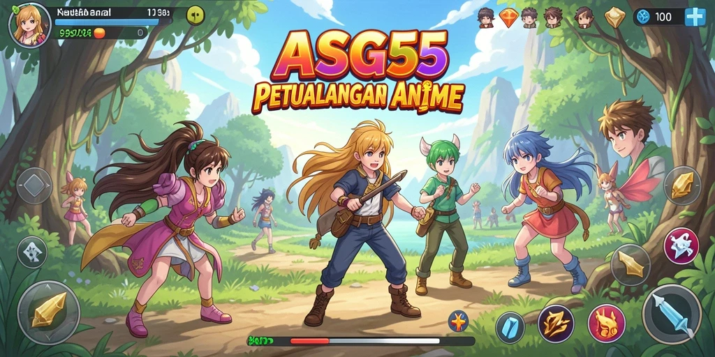 Screenshot gameplay ASG55 dengan karakter anime yang menarik.