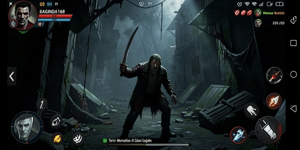 Screenshot BAGINDA168 menampilkan momen mencekam dalam gameplay horor.