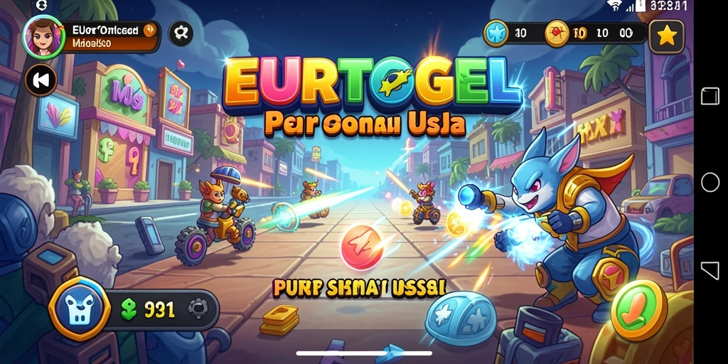 Tampilan seru gameplay EUROTOGEL dengan warna-warna cerah.