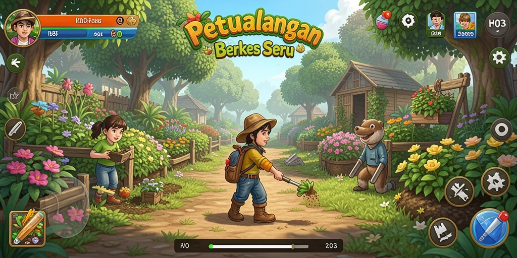 Gameplay H03 yang menggambarkan keasyikan berkebun dan bertani.