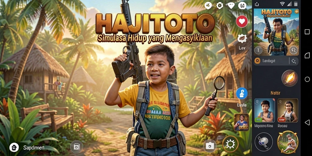Gameplay seru HAJITOTO yang menampilkan interaksi karakter dan aktivitas.