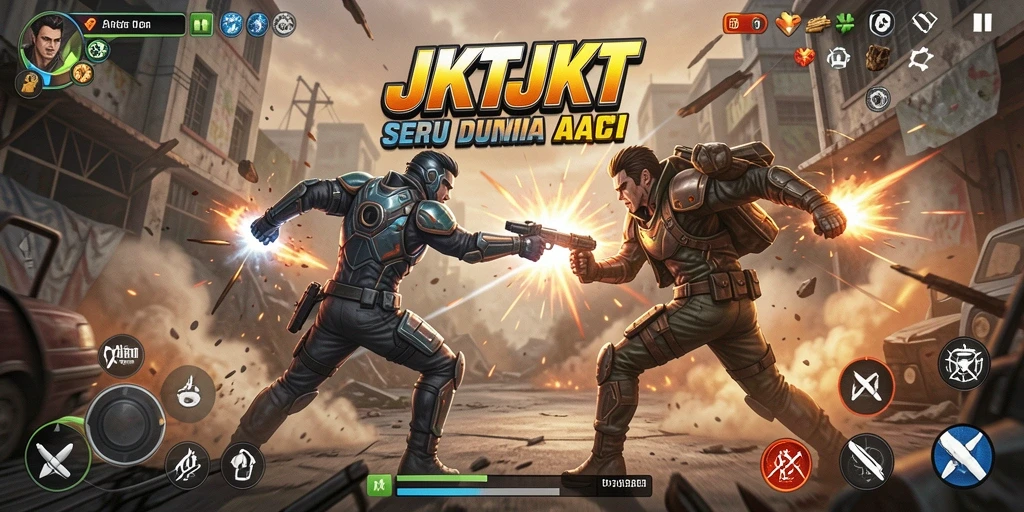Tampilan action epik dalam gameplay JKTJKT.