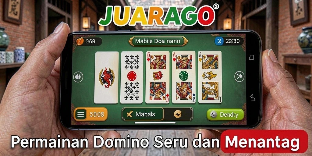 Screenshot JUARAGO menampilkan gameplay Domino yang menarik.