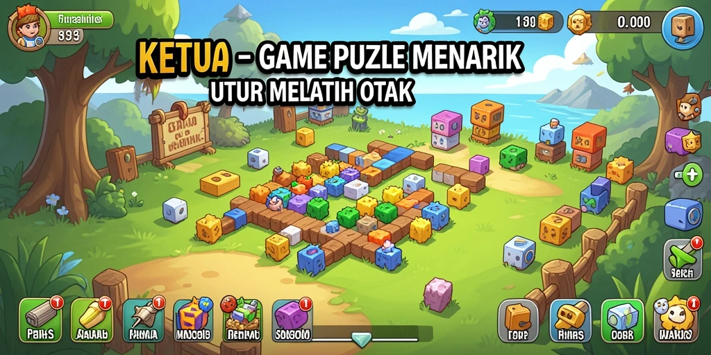 Screenshot KETUA menunjukkan gameplay puzzle yang mendebarkan.