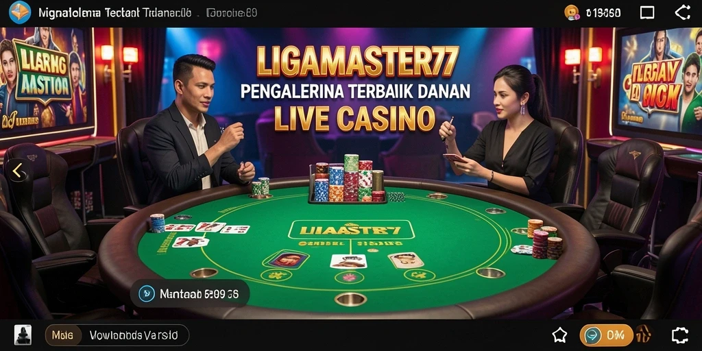 Tampilan gameplay LIGAMASTER77 dengan dealer langsung yang interaktif.