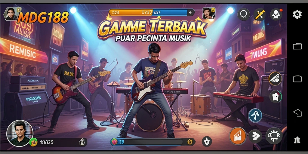 Screenshot dari gameplay MDG188 yang menampilkan aksi musik seru.