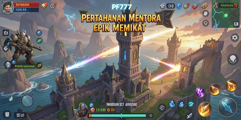 Menampilkan gameplay seru Tower Defense di PF777.