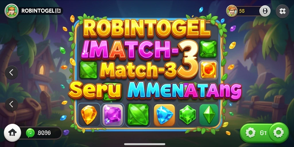 Tampilan gameplay seru dari ROBINTOGEL dengan tantangan Match-3.