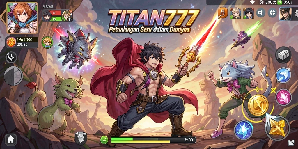 Tampilan gameplay <strong>TITAN777</strong> yang dinamis dan penuh aksi.