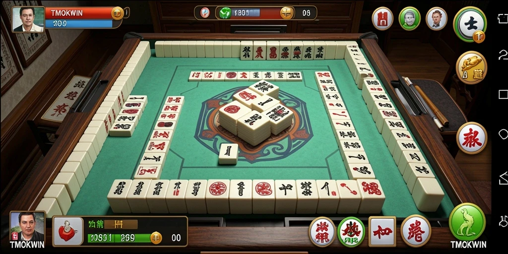Screenshot utama TMOKWIN menampilkan gameplay Mahjong yang mendebarkan.