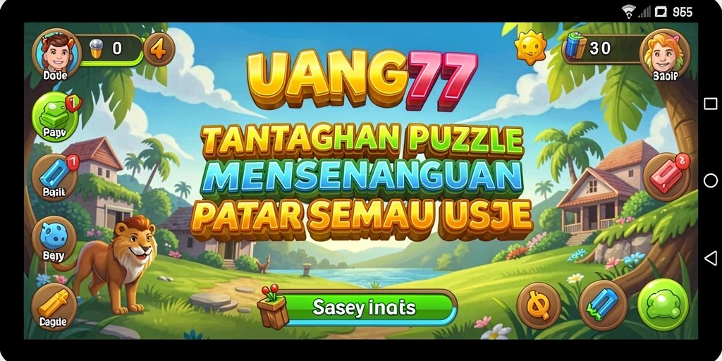 Screenshot UANG77 menampilkan level puzzle yang menarik dan penuh warna.