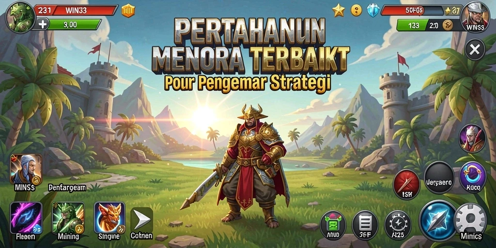 Screenshot gameplay WIN33 menampilkan aksi menara pertahanan yang seru.